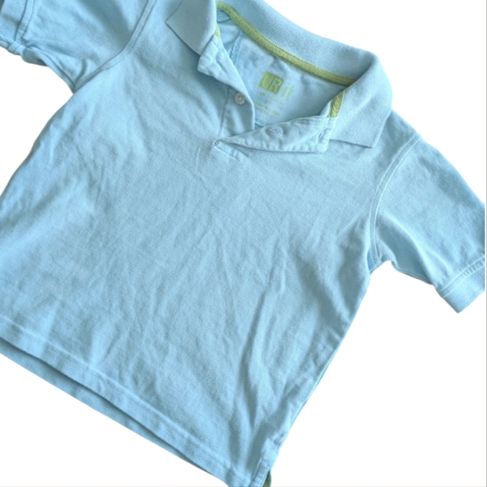 UR it Preppy Light Blue Short Sleeve Pique Cotton Buttoned Polo Shirt Size 3T